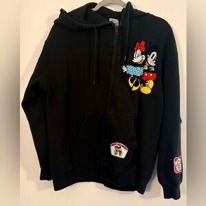 Disney Mickey & Minnie Embroidered Zip-Up Hoodie – Black – Unisex X-Large